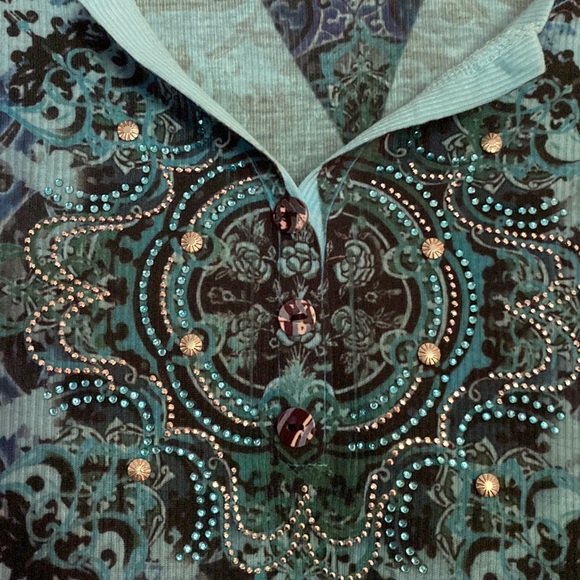 Catherines women’s plus size 1x 18-20 blue tunic shirt. Beautiful design. NWOT! - Picture 3 of 4